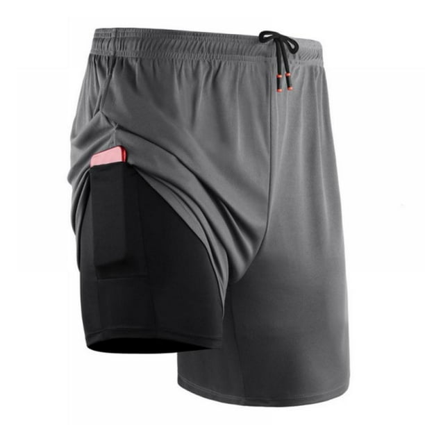 Details about / Men/'s Running Sports Shorts with Liner Quick-Drying Breathable Black